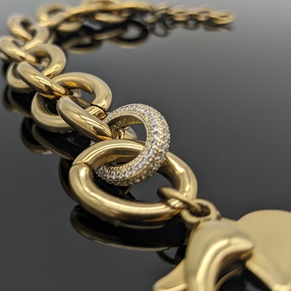 Gold Bracelet for Women Girls Wide Cuban Curb Link Bracelet Oval CZ Bracelet - Picture 5 of 6